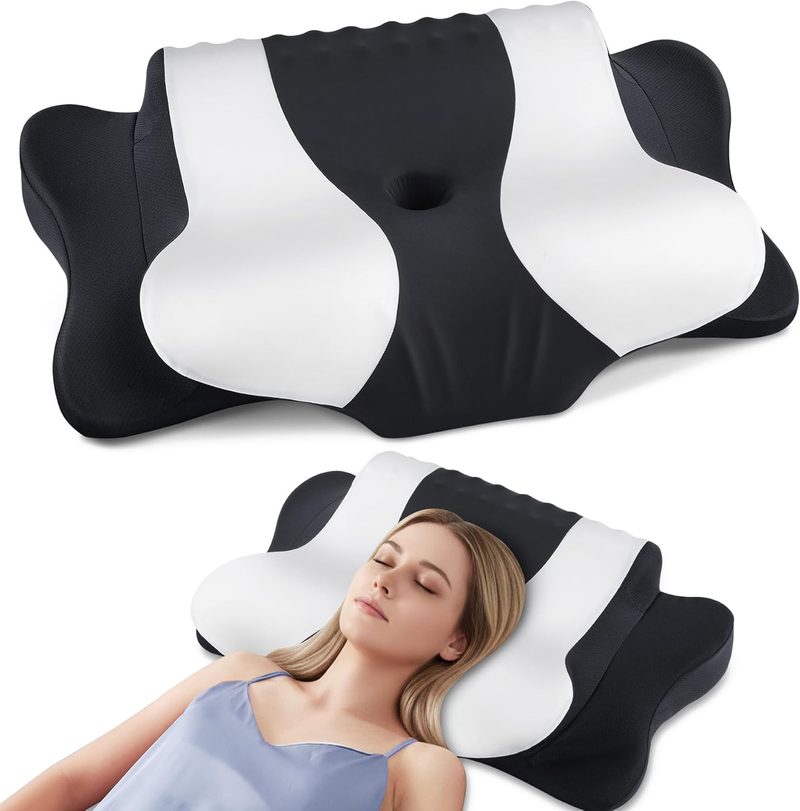 Almohada DONAMA Doble Altura en tonos negro y blanco con hen