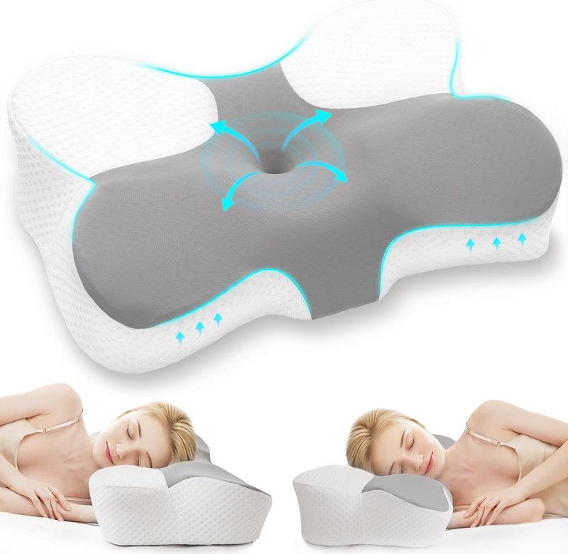 Almohada Z-hom Ergonómica 2en1 blanco y gris con hendidura c